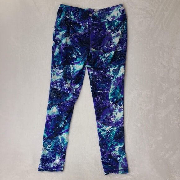 Tek Gear Abstract Print Womens Active Leggings Purple Blue Stretch Yoga Size M - Picture 3 of 8
